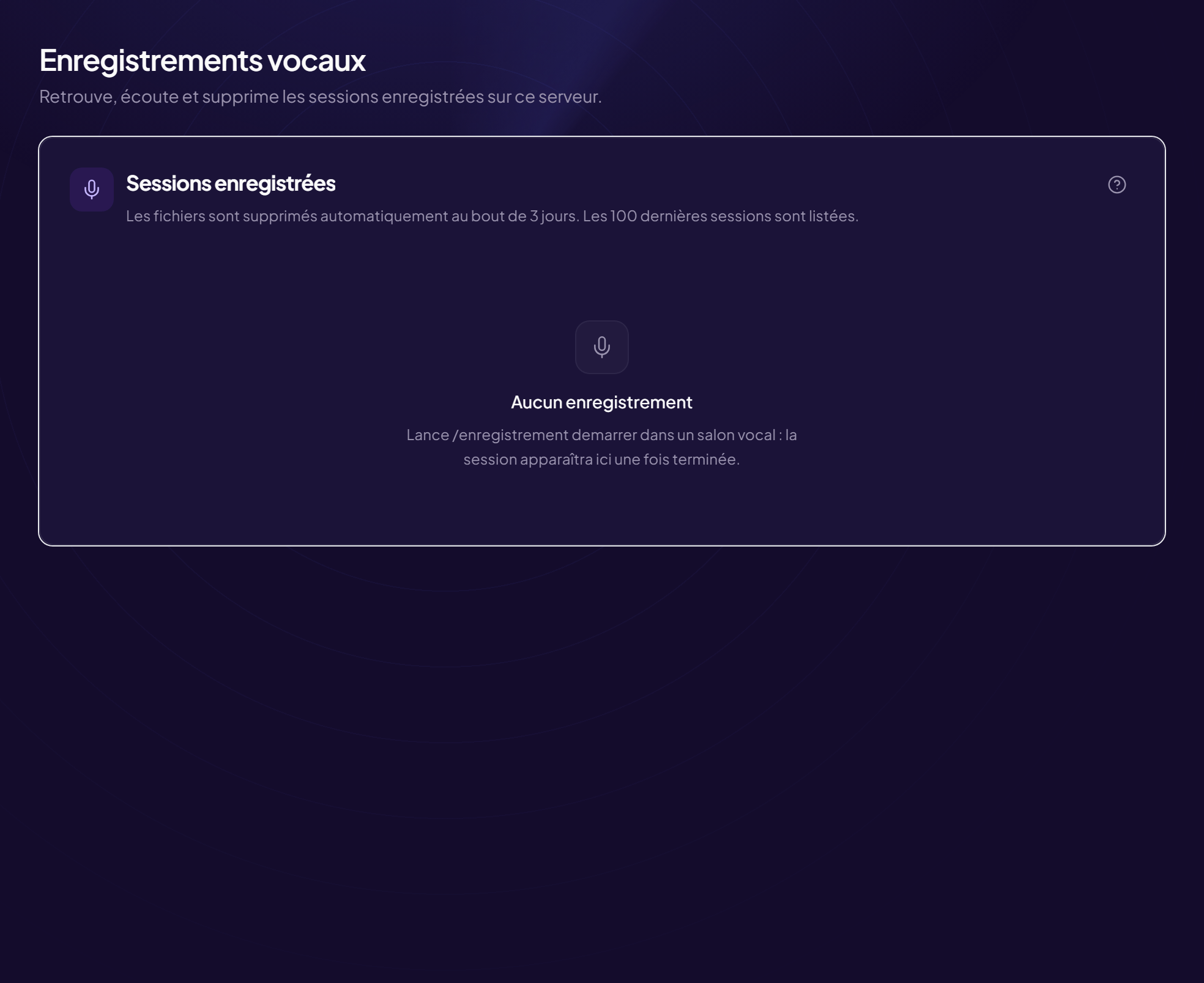 Enregistrements vocaux — dans le panneau d’administration d’OriusBot.