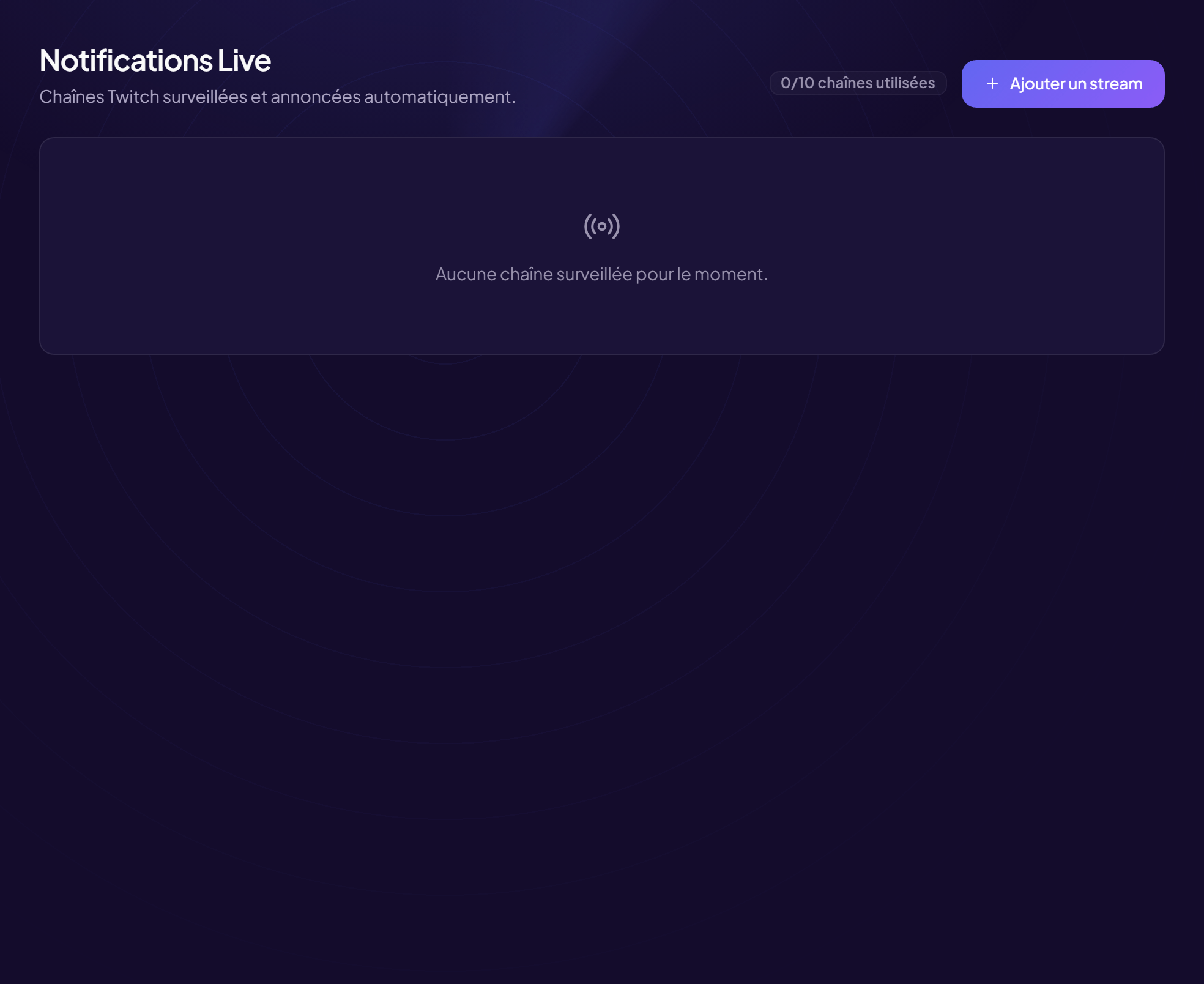 Chaîne Twitch — dans le panneau d’administration d’OriusBot.